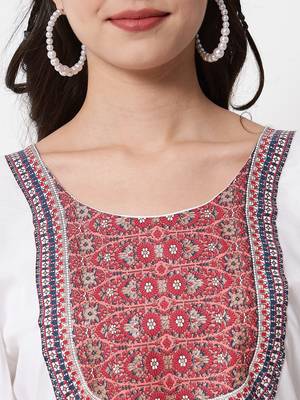 MATINE Women White Cotton Kurta and Salwar Sets  4