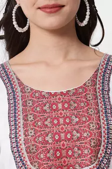 MATINE Women White Cotton Kurta and Salwar Sets 