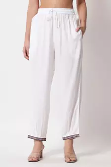 MATINE Women White Cotton Kurta and Salwar Sets 