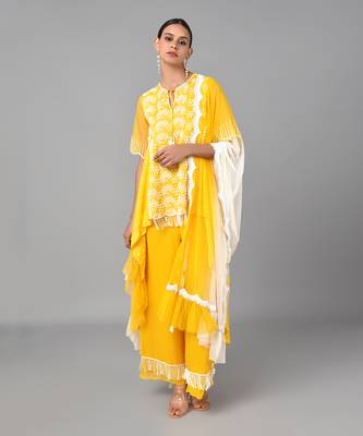 Ivory Bead Embellished High Low Set 1