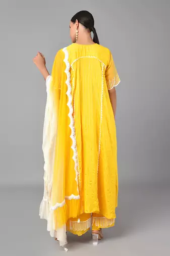Ivory Bead Embellished High Low Set