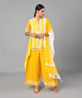Ivory Bead Embellished High Low Set 3