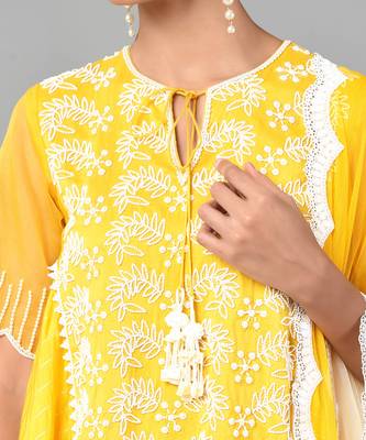 Ivory Bead Embellished High Low Set 5