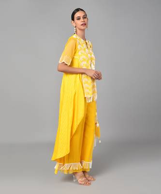 Ivory Bead Embellished High Low Set 6