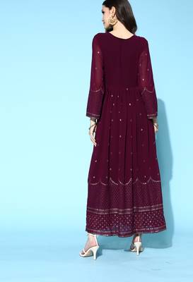 Wine embroidered georgette ethnic-kurtis 2