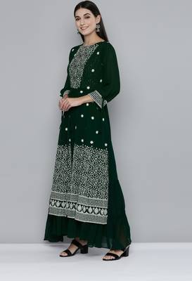 Green embroidered georgette ethnic-kurtis 3