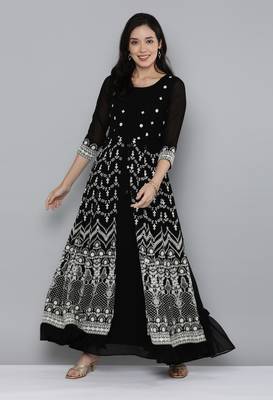 Black embroidered georgette ethnic-kurtis 1