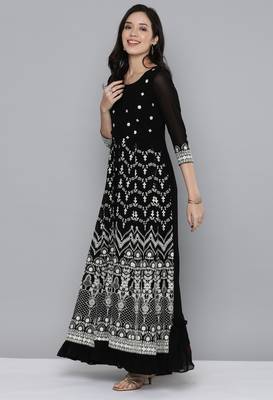 Black embroidered georgette ethnic-kurtis 3