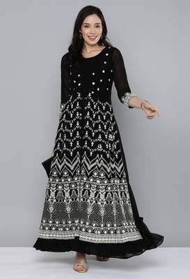 Black embroidered georgette ethnic-kurtis 4