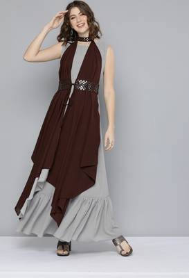 Grey plain georgette ethnic-kurtis 1