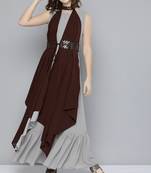 Grey plain georgette ethnic-kurtis