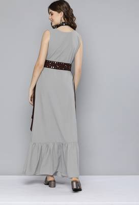 Grey plain georgette ethnic-kurtis 2