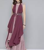 Pink plain georgette ethnic-kurtis