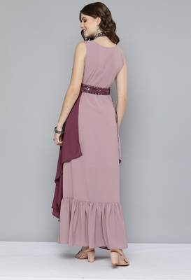 Pink plain georgette ethnic-kurtis 2