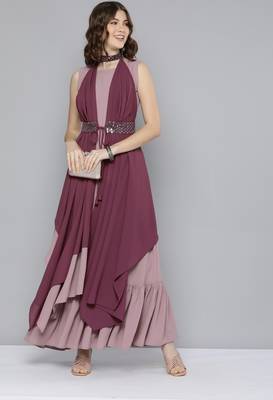 Pink plain georgette ethnic-kurtis 4
