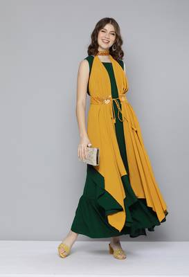 Green plain georgette ethnic-kurtis 1