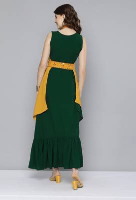 Green plain georgette ethnic-kurtis 2