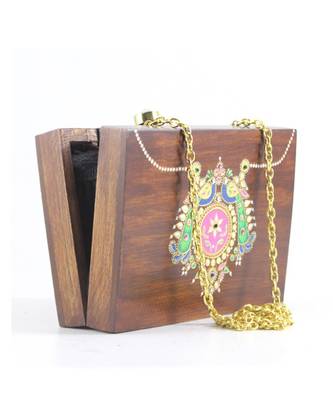 Multicolor Wooden Royal Jewellery Clutch 1
