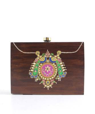 Multicolor Wooden Royal Jewellery Clutch 2