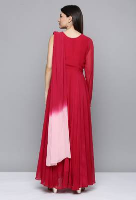 Pink embroidered georgette ethnic-kurtis 2