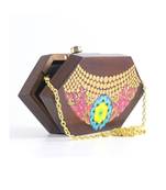 Multicolor Wooden Hexagon Necklace Clutch