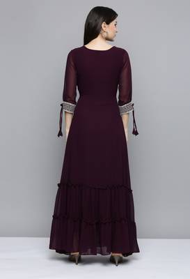 Wine embroidered georgette ethnic-kurtis 2