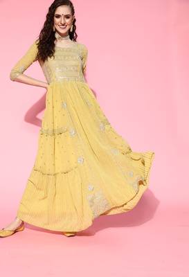 Green embroidered georgette ethnic-kurtis 1