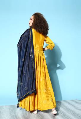 Mustard embroidered chiffon ethnic-kurtis 2