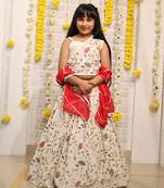 Embroidered Lahenga with beaded crop top and dupatta