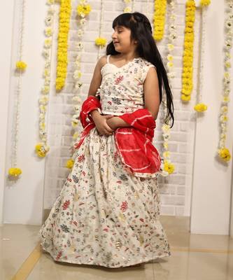 Embroidered Lahenga with beaded crop top and dupatta 3