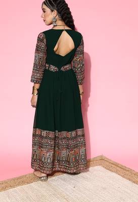 Green embroidered georgette ethnic-kurtis 2