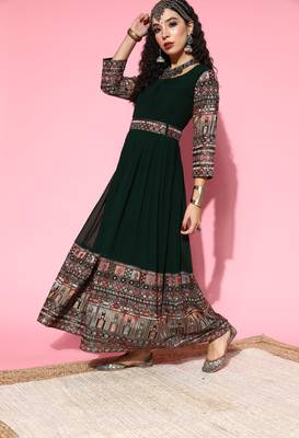 Green embroidered georgette ethnic-kurtis 3