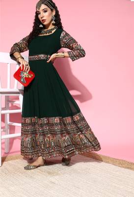 Green embroidered georgette ethnic-kurtis 4