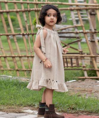 Abalone Linen Knee-Length Dress 1
