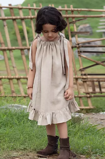Abalone Linen Knee-Length Dress