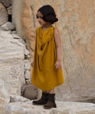 Goldenrod Linen Dress 2