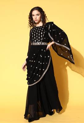 Black embroidered georgette ethnic-kurtis 1