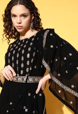Black embroidered georgette ethnic-kurtis 4