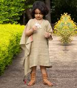 Ivory Olive Green Linen Dress
