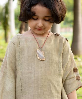 Ivory Olive Green Linen Dress 2