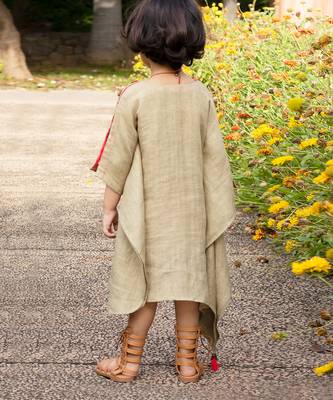 Ivory Olive Green Linen Dress 6