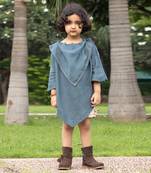 Curious Blue Embroidered Cowl Top