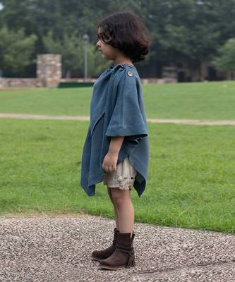 Curious Blue Embroidered Cowl Top 2