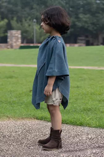 Curious Blue Embroidered Cowl Top