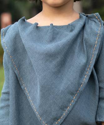 Curious Blue Embroidered Cowl Top 4