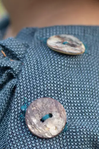 Curious Blue Embroidered Cowl Top