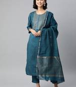 Yellow embroidered art silk kurtas-and-kurtis