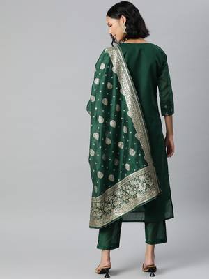 Yellow embroidered art silk kurtas-and-kurtis 4