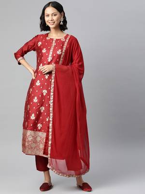 Yellow embroidered art silk kurtas-and-kurtis 1