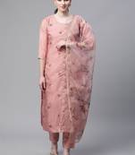 Yellow embroidered art silk kurtas-and-kurtis